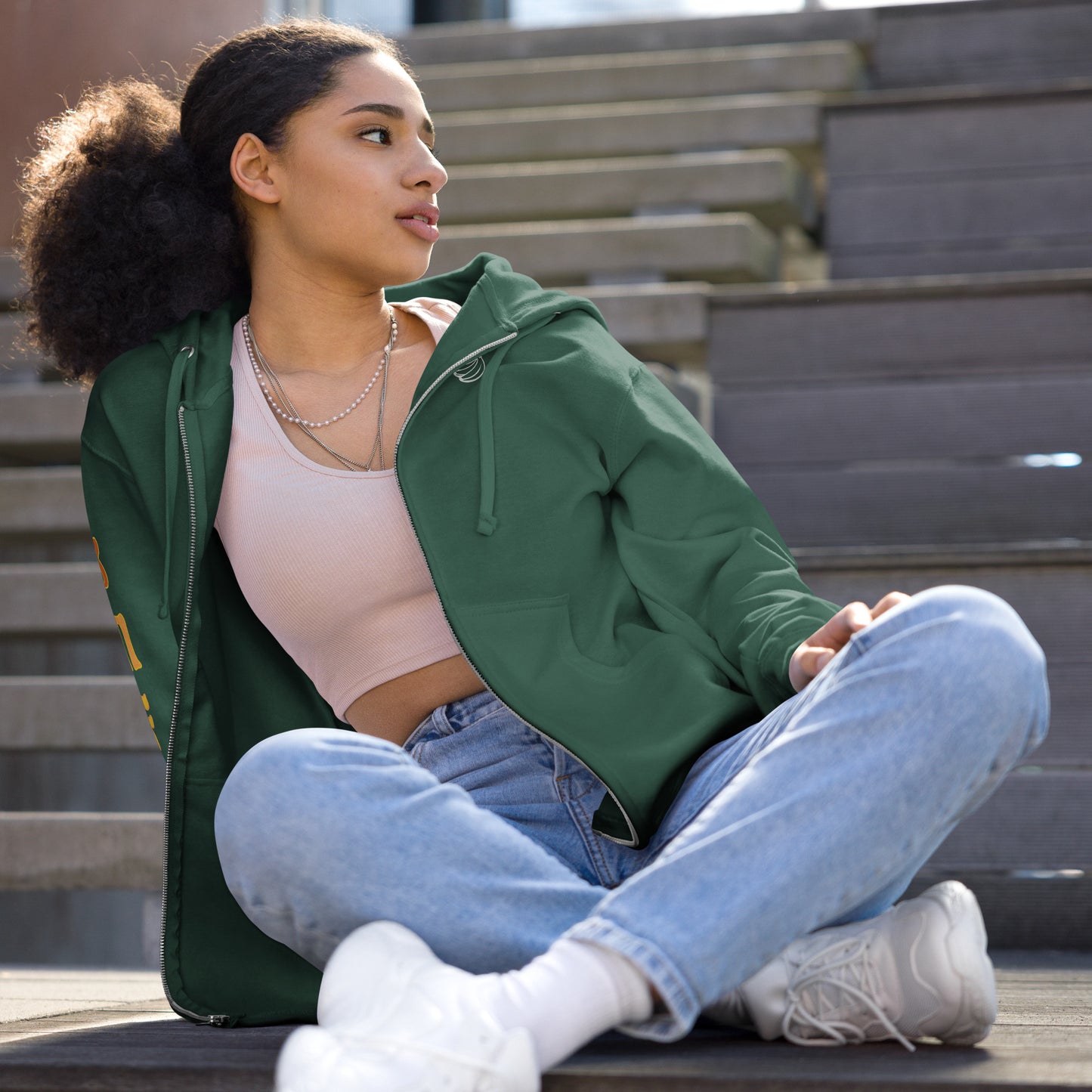GRATEFUL GOAT unisex fleece zip up hoodie